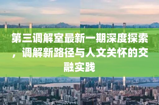 第三调解室最新一期深度探索，调解新路径与人文关怀的交融实践