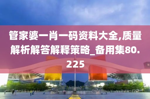 管家婆一肖一码资料大全,质量解析解答解释策略_备用集80.225