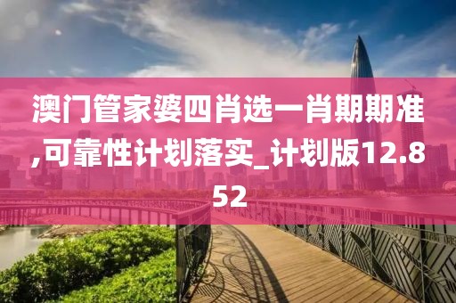 澳门管家婆四肖选一肖期期准,可靠性计划落实_计划版12.852