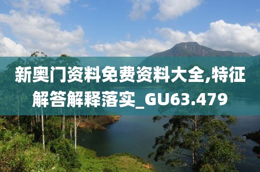 新奥门资料免费资料大全,特征解答解释落实_GU63.479