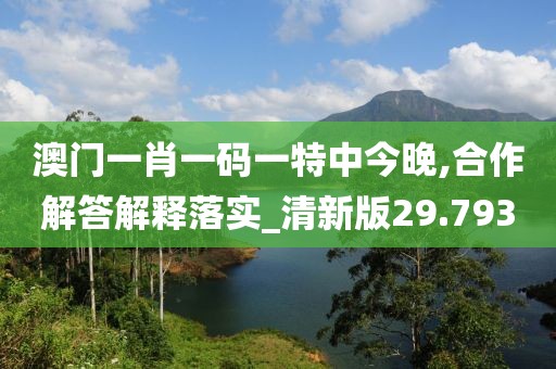 澳门一肖一码一特中今晚,合作解答解释落实_清新版29.793