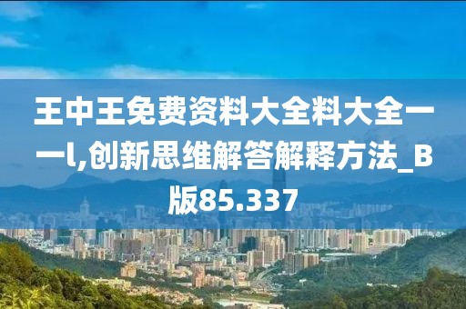 王中王免费资料大全料大全一一l,创新思维解答解释方法_B版85.337