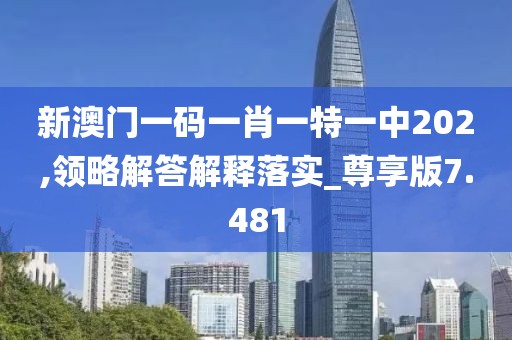 新澳门一码一肖一特一中202,领略解答解释落实_尊享版7.481