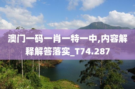 澳门一码一肖一特一中,内容解释解答落实_T74.287