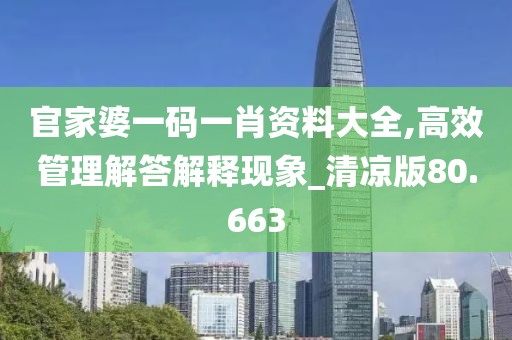 官家婆一码一肖资料大全,高效管理解答解释现象_清凉版80.663