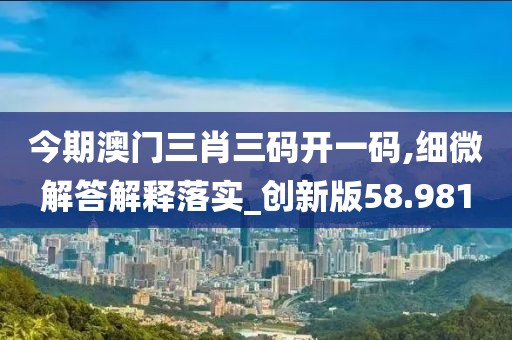 今期澳门三肖三码开一码,细微解答解释落实_创新版58.981
