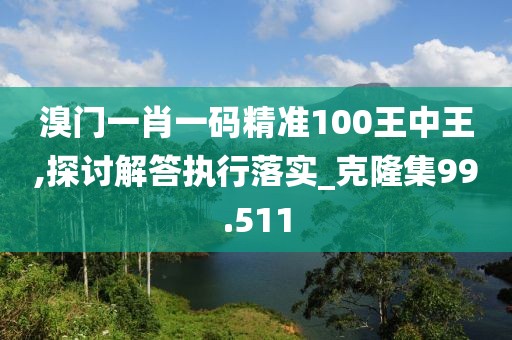 溴门一肖一码精准100王中王,探讨解答执行落实_克隆集99.511
