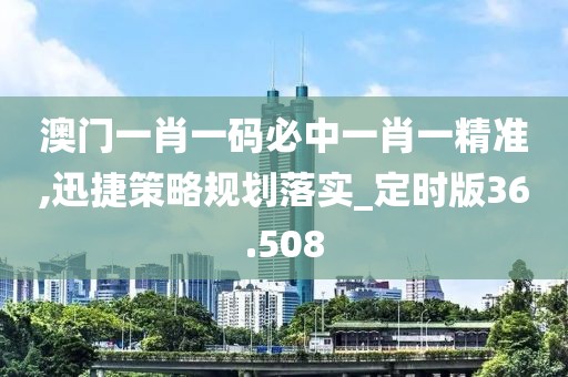 澳门一肖一码必中一肖一精准,迅捷策略规划落实_定时版36.508