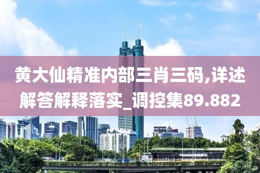 黄大仙精准内部三肖三码,详述解答解释落实_调控集89.882