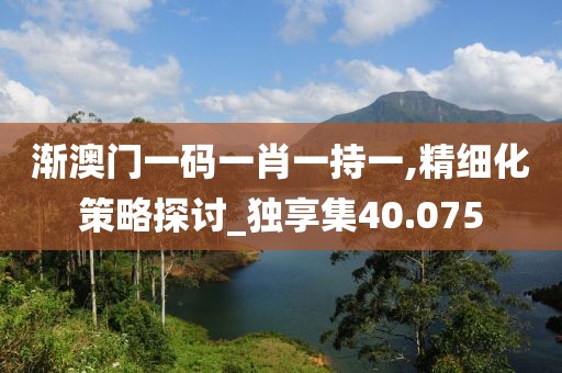 渐澳门一码一肖一持一,精细化策略探讨_独享集40.075