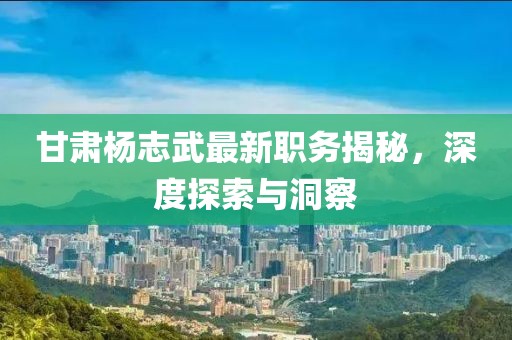 甘肃杨志武最新职务揭秘，深度探索与洞察