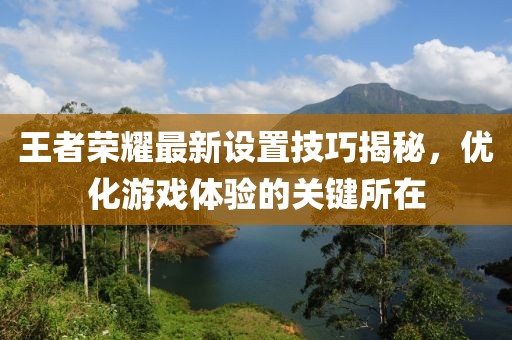 王者荣耀最新设置技巧揭秘，优化游戏体验的关键所在