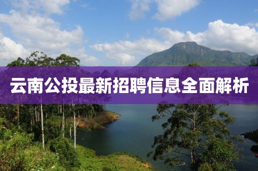 云南公投最新招聘信息全面解析