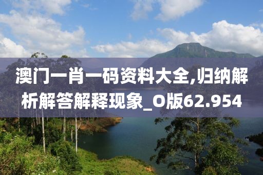 澳门一肖一码资料大全,归纳解析解答解释现象_O版62.954