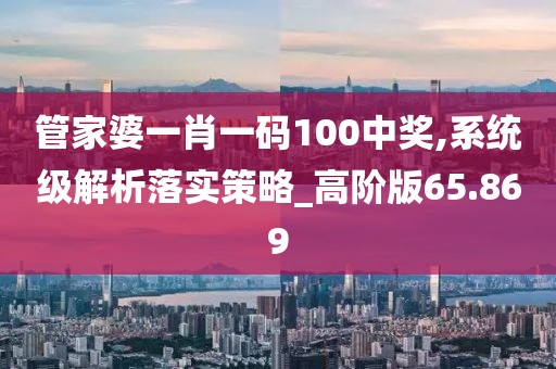管家婆一肖一码100中奖,系统级解析落实策略_高阶版65.869