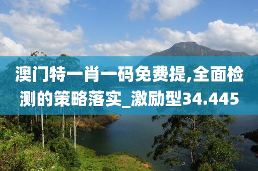 澳门特一肖一码免费提,全面检测的策略落实_激励型34.445