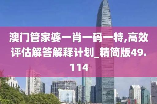 澳门管家婆一肖一码一特,高效评估解答解释计划_精简版49.114