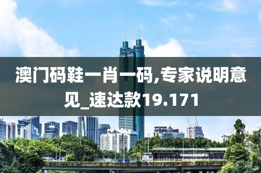 澳门码鞋一肖一码,专家说明意见_速达款19.171