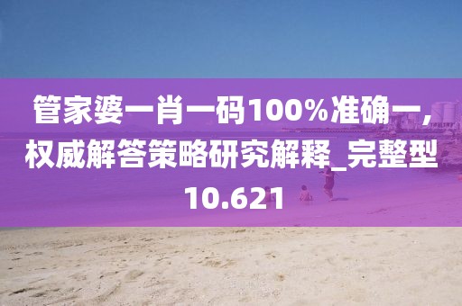 管家婆一肖一码100%准确一,权威解答策略研究解释_完整型10.621