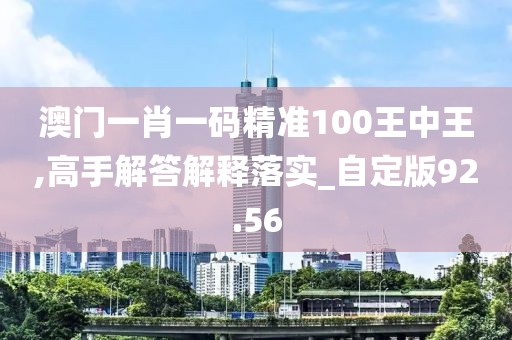 澳门一肖一码精准100王中王,高手解答解释落实_自定版92.56