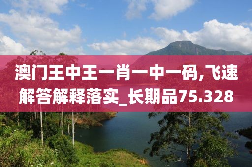 澳门王中王一肖一中一码,飞速解答解释落实_长期品75.328