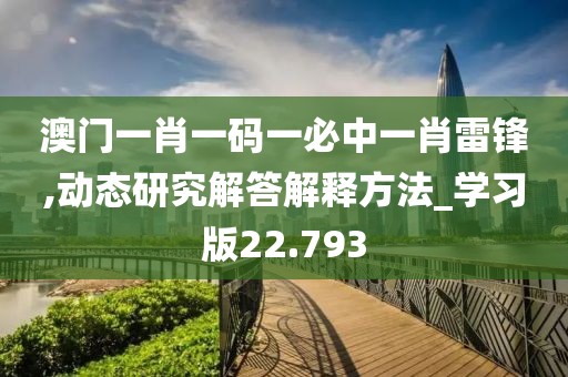 澳门一肖一码一必中一肖雷锋,动态研究解答解释方法_学习版22.793