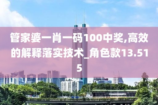 管家婆一肖一码100中奖,高效的解释落实技术_角色款13.515