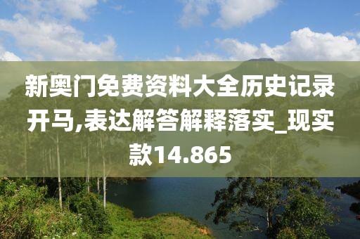 新奥门免费资料大全历史记录开马,表达解答解释落实_现实款14.865