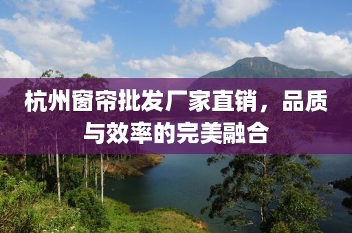 杭州窗帘批发厂家直销，品质与效率的完美融合
