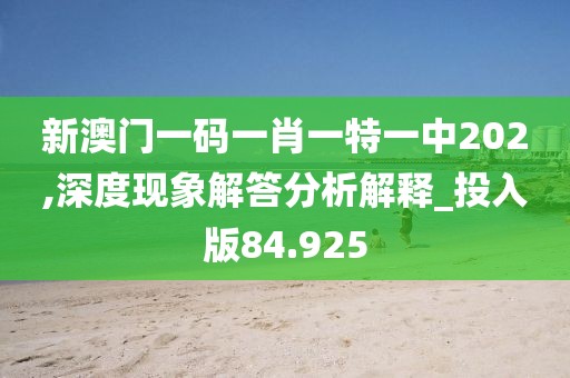 新澳门一码一肖一特一中202,深度现象解答分析解释_投入版84.925