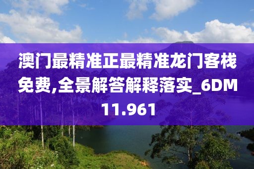 澳门最精准正最精准龙门客栈免费,全景解答解释落实_6DM11.961
