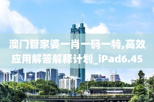 澳门管家婆一肖一码一特,高效应用解答解释计划_iPad6.45