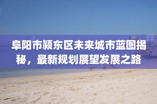 阜阳市颍东区未来城市蓝图揭秘，最新规划展望发展之路