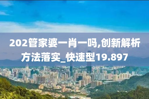 202管家婆一肖一吗,创新解析方法落实_快速型19.897