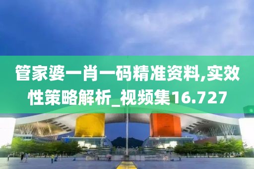 管家婆一肖一码精准资料,实效性策略解析_视频集16.727