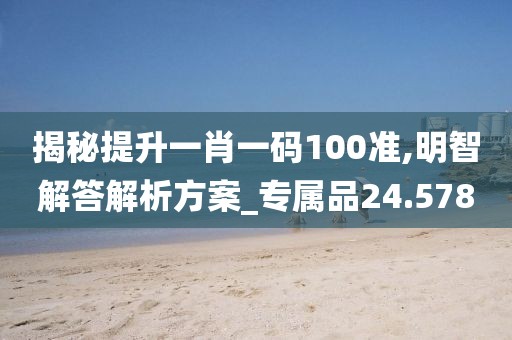 揭秘提升一肖一码100准,明智解答解析方案_专属品24.578