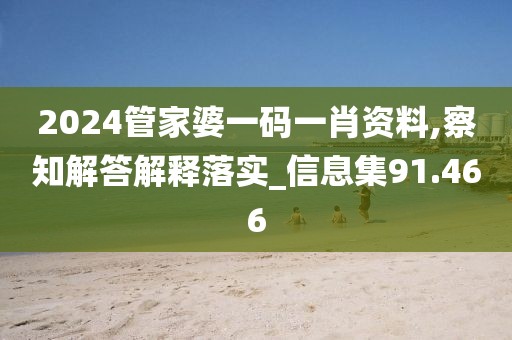 2024管家婆一码一肖资料,察知解答解释落实_信息集91.466